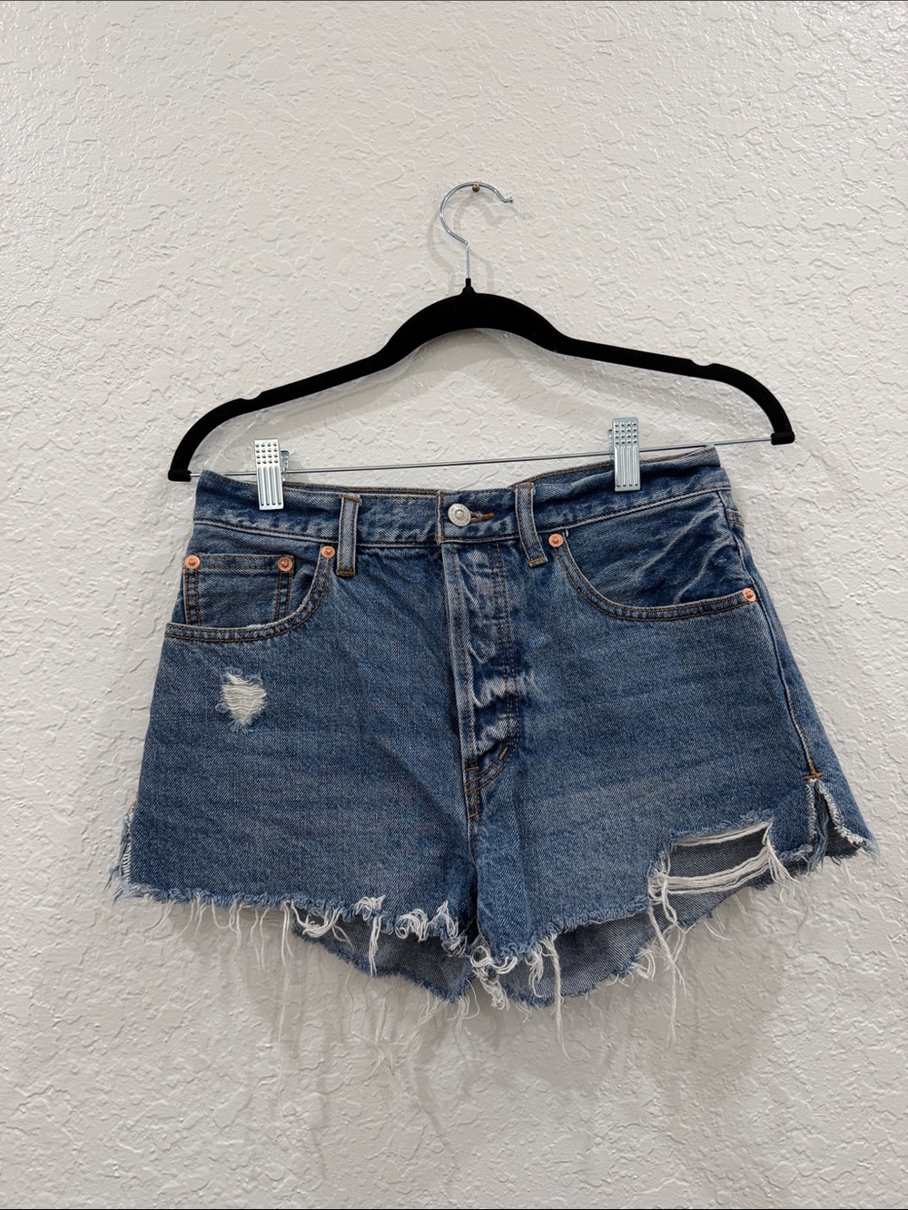 We The Free Distressed Blue Denim Cutoff Shorts